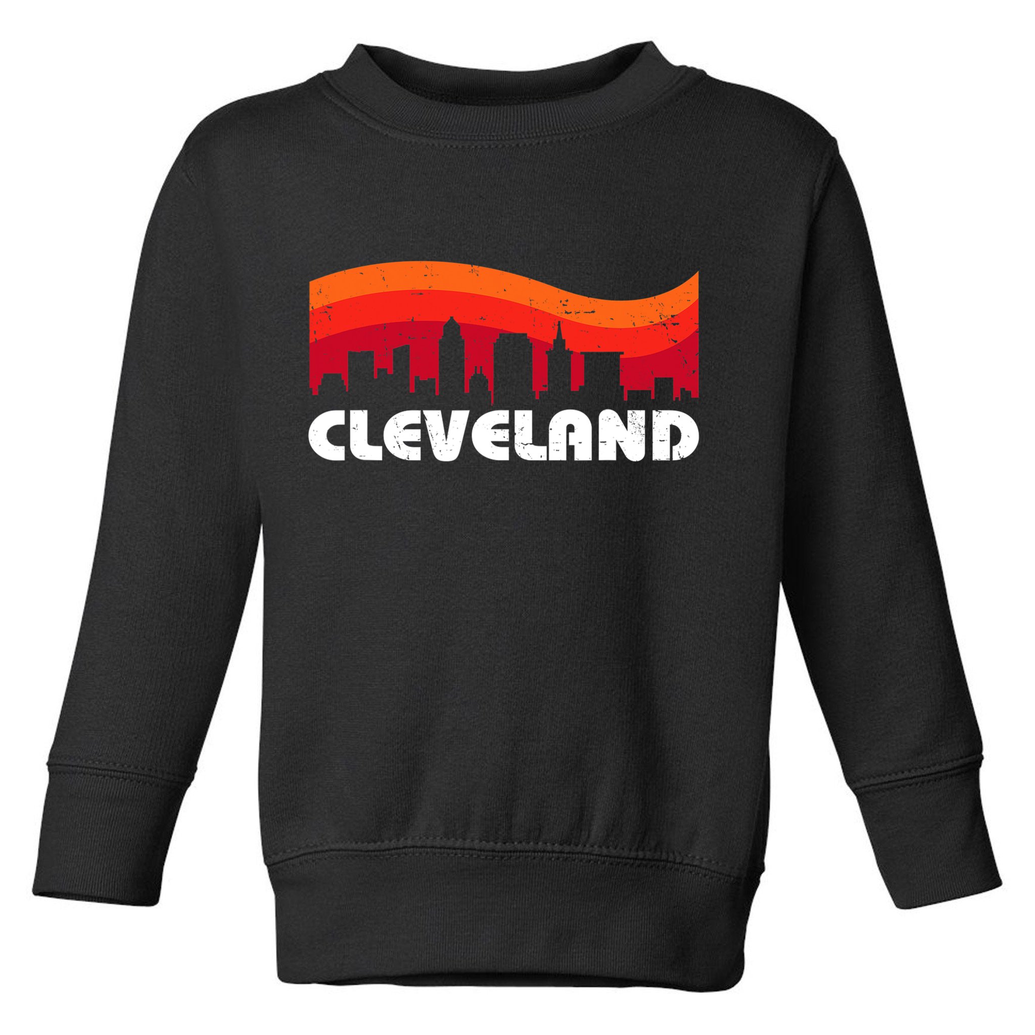 Retro Cleveland Ohio City Skyline Vintage CLE Souvenir Toddler Sweatshirt