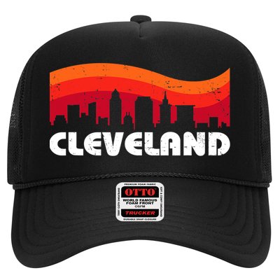 Retro Cleveland Ohio City Skyline Vintage CLE Souvenir Trucker Hat