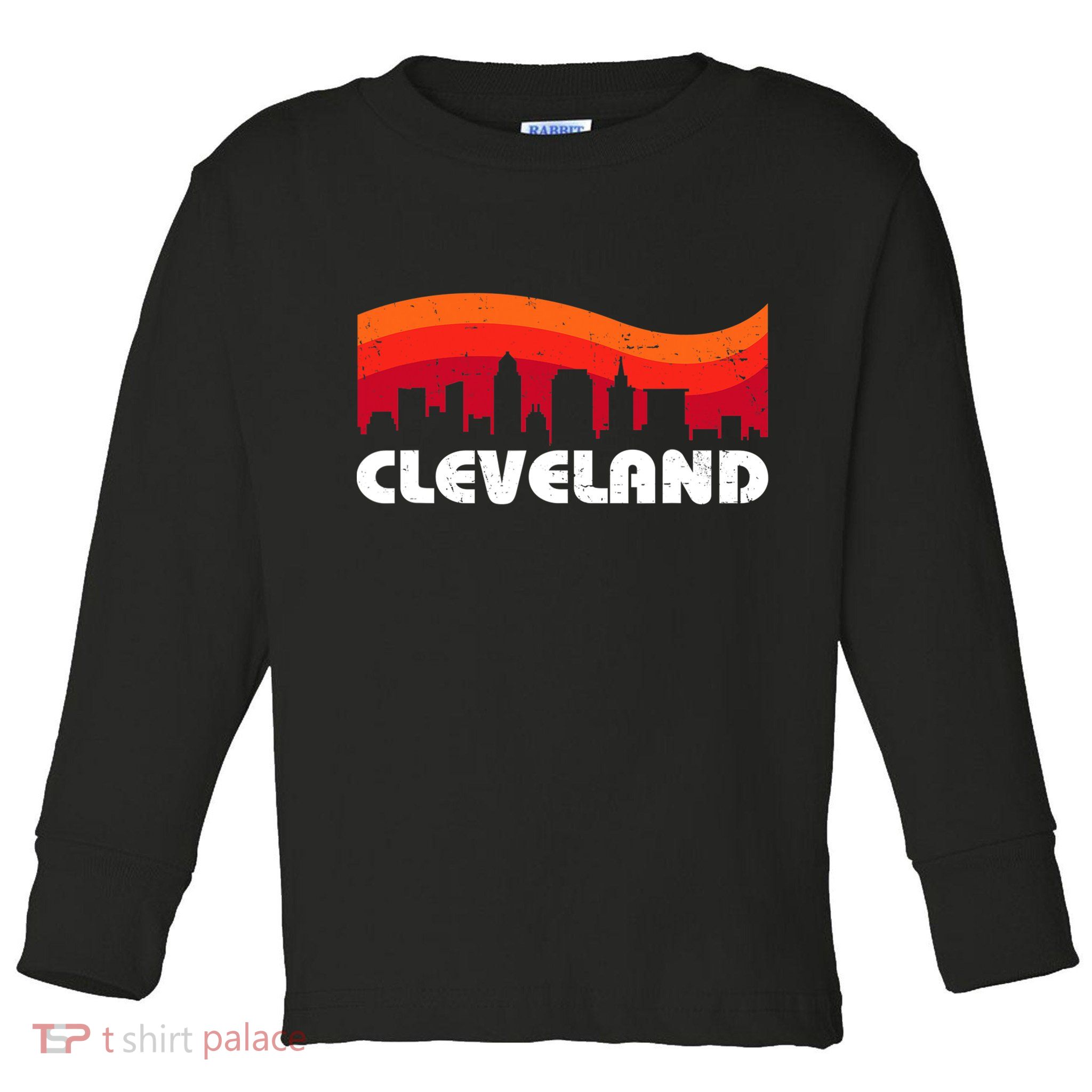 Retro Cleveland Ohio City Skyline Vintage CLE Souvenir Toddler Long Sleeve Shirt