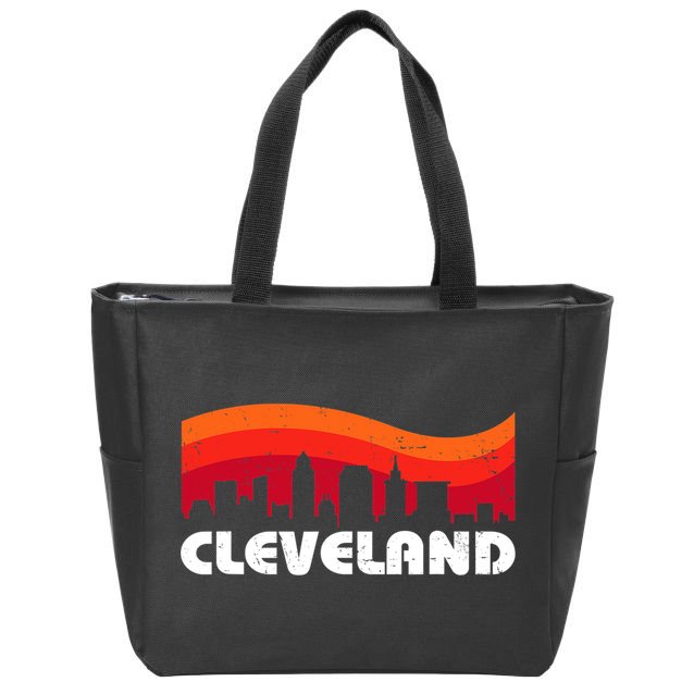Retro Cleveland Ohio City Skyline Vintage CLE Souvenir Zip Tote Bag