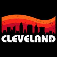 Retro Cleveland Ohio City Skyline Vintage CLE Souvenir Full Zip Hoodie