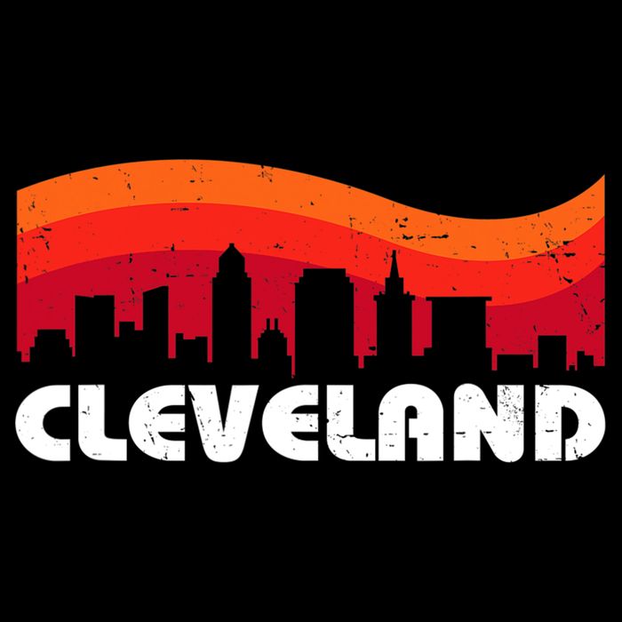 Retro Cleveland Ohio City Skyline Vintage CLE Souvenir Full Zip Hoodie