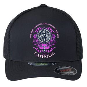 Roman Catholic One Holy Apostolic Cross Gift Flexfit Unipanel Trucker Cap