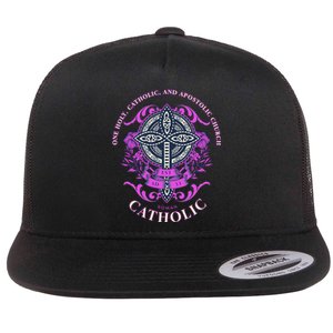 Roman Catholic One Holy Apostolic Cross Gift Flat Bill Trucker Hat