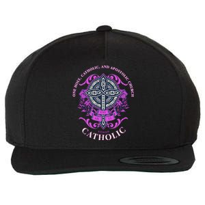 Roman Catholic One Holy Apostolic Cross Gift Wool Snapback Cap