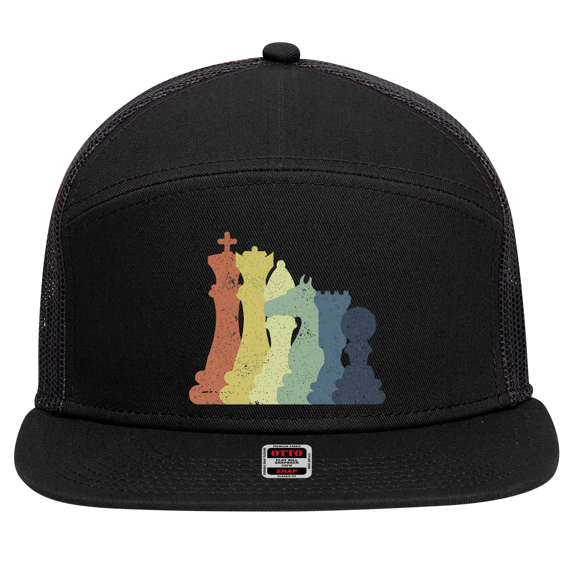 Retro Chess Outfit Chess Player 7 Panel Mesh Trucker Snapback Hat
