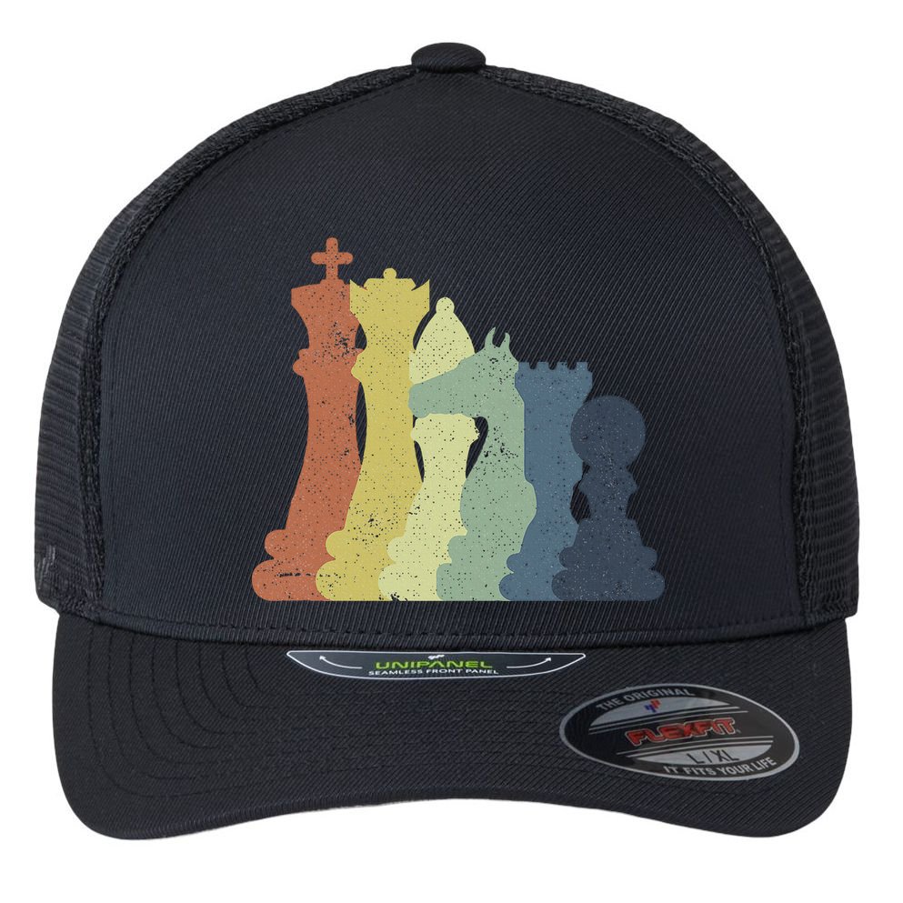 Retro Chess Outfit Chess Player Flexfit Unipanel Trucker Cap