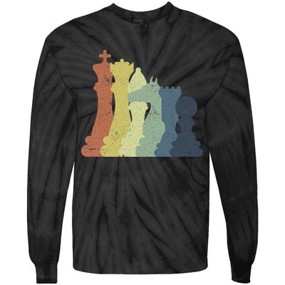 Retro Chess Outfit Chess Player Tie-Dye Long Sleeve Shirt