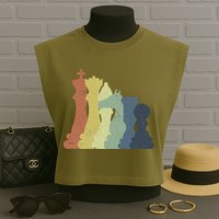 Retro Chess Outfit Chess Player Garment-Dyed Women's Muscle Tee