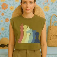Retro Chess Outfit Chess Player Garment-Dyed Women's Muscle Tee
