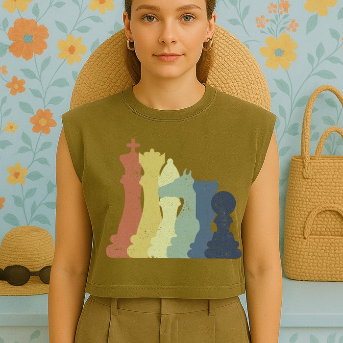 Retro Chess Outfit Chess Player Garment-Dyed Women's Muscle Tee