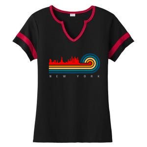 Retro City Of New York Ladies Halftime Notch Neck Tee