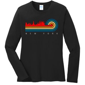 Retro City Of New York Ladies Long Sleeve Shirt