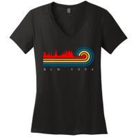 Retro City Of New York Women's V-Neck T-Shirt