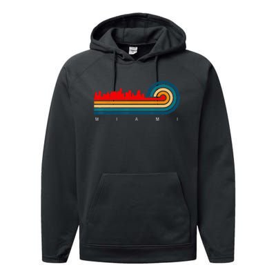 Retro City of Miami Florida Performance Fleece Hoodie