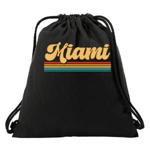 Retro City Of Miami Florida Drawstring Bag