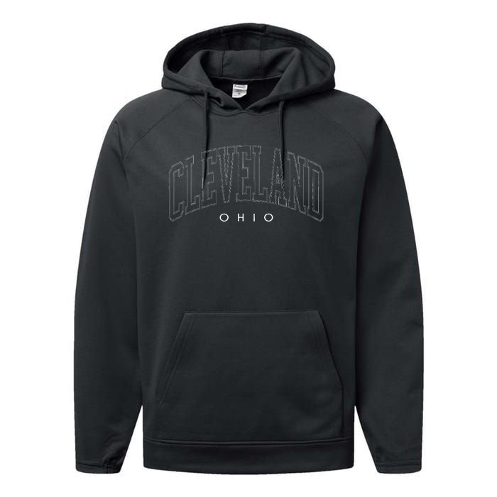 Retro Cleveland Ohio Vintage Souvenir Throwback Classic Performance Fleece Hoodie