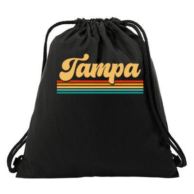 Retro City Of Tampa Florida Drawstring Bag