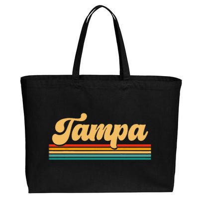 Retro City Of Tampa Florida Cotton Canvas Jumbo Tote