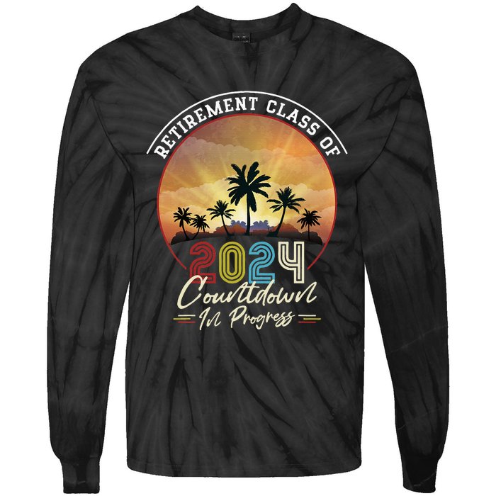 Retiret Class Of 2024 Countdown In Progress Vintage Tie-Dye Long Sleeve Shirt