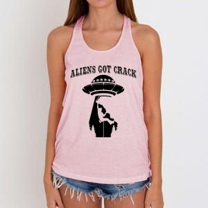 Rock Climbing Outdoors Sport Space Aliens Women's Knotted Racerback Tank