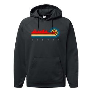 Retro City of Denver Colorado Performance Fleece Hoodie