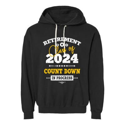 Retirement Class Of 2024 Count Down Funny Retiring Teacher Garment-Dyed Fleece Hoodie