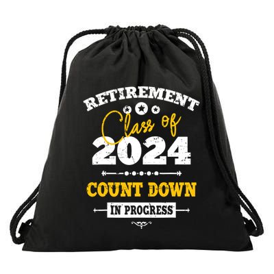 Retirement Class Of 2024 Count Down Funny Retiring Teacher Drawstring Bag