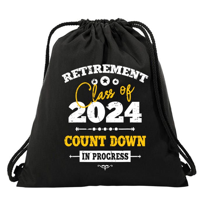 Retirement Class Of 2024 Count Down Funny Retiring Teacher Drawstring Bag