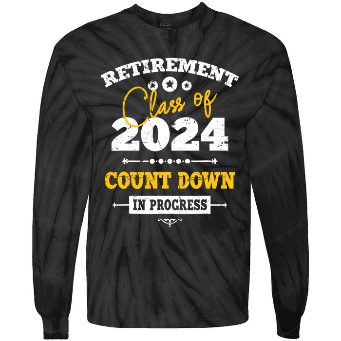 Retirement Class Of 2024 Count Down Funny Retiring Teacher Tie-Dye Long Sleeve Shirt