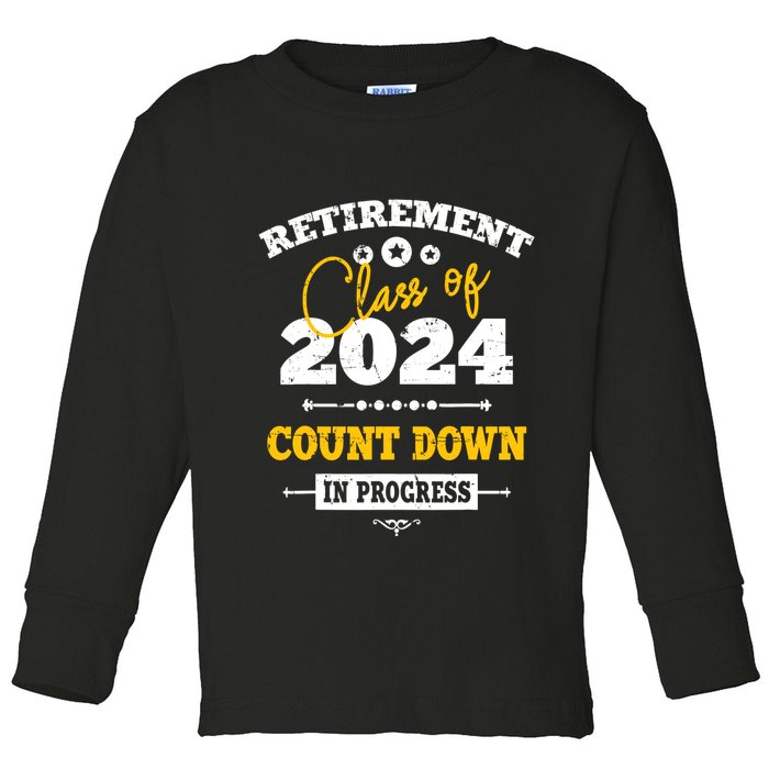 Retirement Class Of 2024 Count Down Funny Retiring Teacher Toddler Long Sleeve Shirt