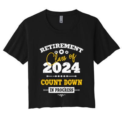 Retirement Class Of 2024 Count Down Funny Retiring Teacher Crop Top
