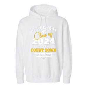 Retirement Class Of 2024 Count Down Funny Retiring Teacher Garment-Dyed Fleece Hoodie