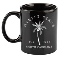 Retro Cool Original Myrtle Beach SC Palm Tree Novelty 11oz C Handle Ceramic Mug