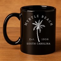 Retro Cool Original Myrtle Beach SC Palm Tree Novelty 11oz C Handle Ceramic Mug