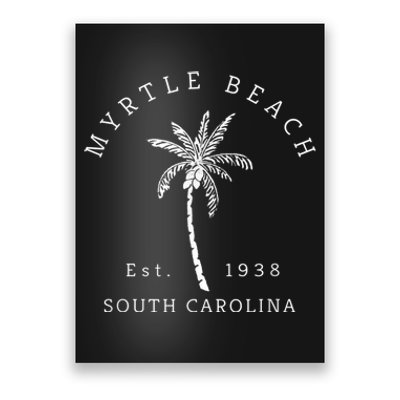 Retro Cool Original Myrtle Beach SC Palm Tree Novelty Poster