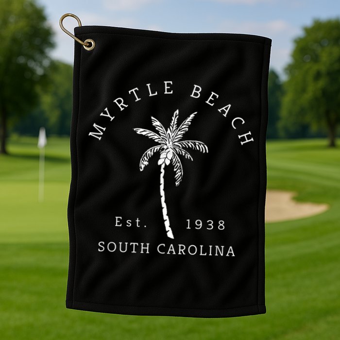 Retro Cool Original Myrtle Beach SC Palm Tree Novelty Golf Towel