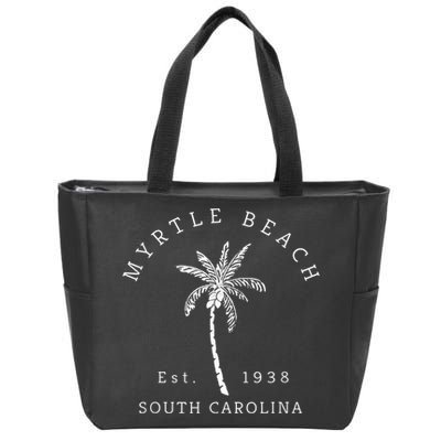 Retro Cool Original Myrtle Beach SC Palm Tree Novelty Zip Tote Bag