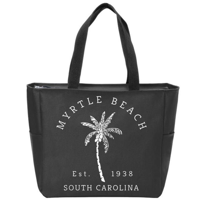 Retro Cool Original Myrtle Beach SC Palm Tree Novelty Zip Tote Bag
