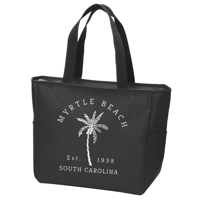 Retro Cool Original Myrtle Beach SC Palm Tree Novelty Zip Tote Bag