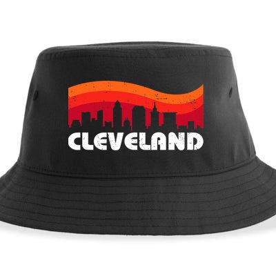 Retro Cleveland Ohio City Skyline vintage CLE souvenir Sustainable Bucket Hat