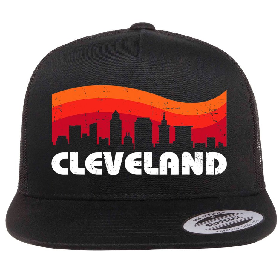 Retro Cleveland Ohio City Skyline vintage CLE souvenir Flat Bill Trucker Hat