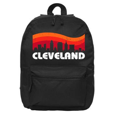 Retro Cleveland Ohio City Skyline vintage CLE souvenir 16 in Basic Backpack