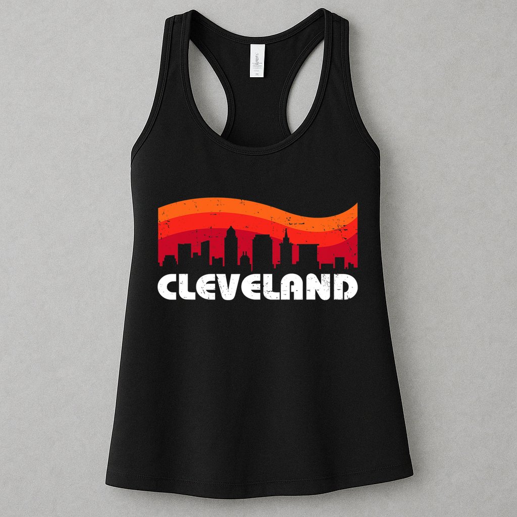 Retro Cleveland Ohio City Skyline vintage CLE souvenir Womens Tank Top