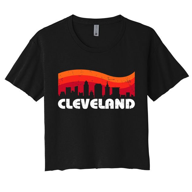 Retro Cleveland Ohio City Skyline vintage CLE souvenir Crop Top