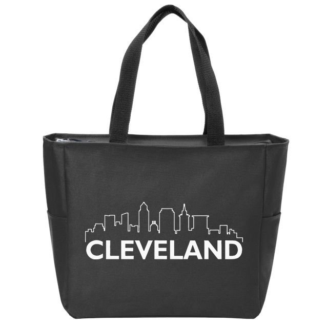 Retro Cleveland Ohio City Skyline Vintage CLE Souvenir Zip Tote Bag