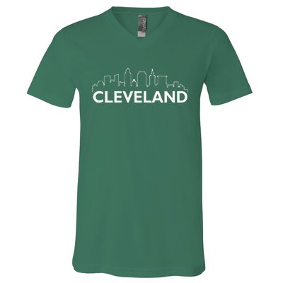 Retro Cleveland Ohio City Skyline Vintage CLE Souvenir V-Neck T-Shirt