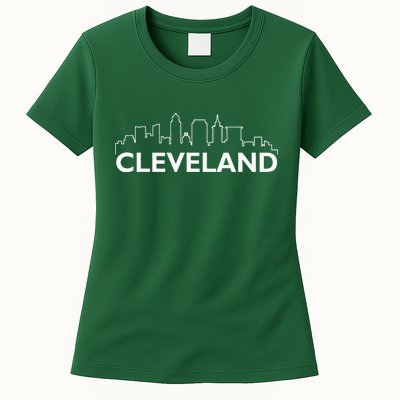 Retro Cleveland Ohio City Skyline Vintage CLE Souvenir Womens T-Shirt