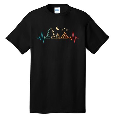 Retro Camping Outdoor Heartbeat Nature Camper Hiking Tall T-Shirt