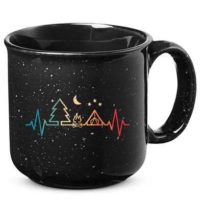 Retro Camping Outdoor Heartbeat Nature Camper Hiking 15oz Campfire Ceramic Mug
